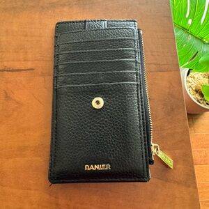 Danier Black Leather Card Holder with Gold Accents